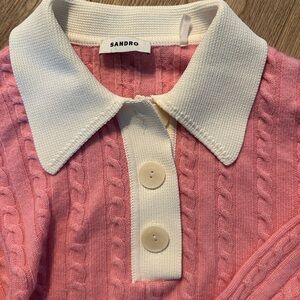 Sandro Pink Cable Knit Sweater